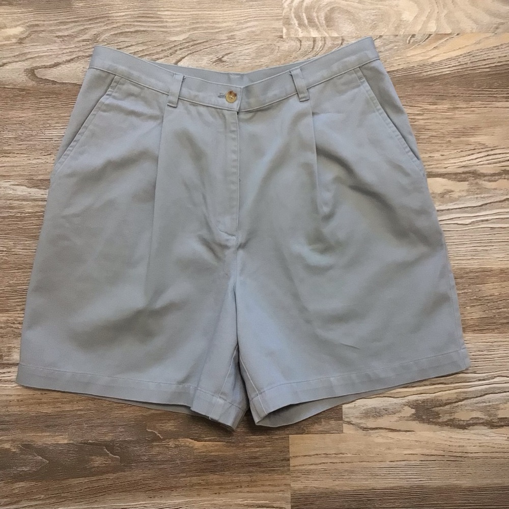 LAUREN Ralph Lauren Gray High Rise Pleated Front MOM Cotton Twill Shorts 10